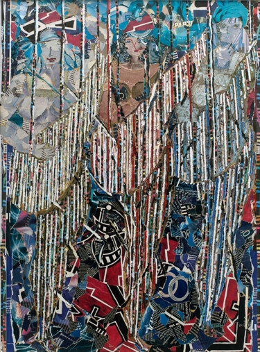 Collages intitolato "Moulin Rouge" da Valentina Brusilovskaya, Opera d'arte originale