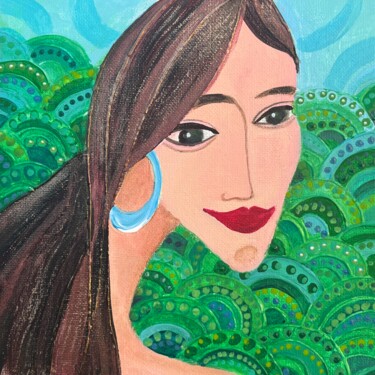 Painting titled "Summer girl" by Valentina Pushkareva, Original Artwork, Acrylic