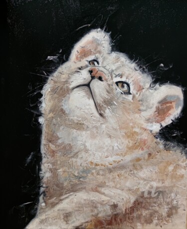 Pintura titulada "Lion cub, animal pa…" por Valentina Reymer, Obra de arte original, Oleo