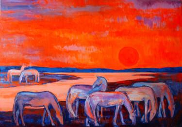 Картина под названием "Лошадки" - Valentina Samoilik-Artyushenko, Подлинное произведение искусства, Масло