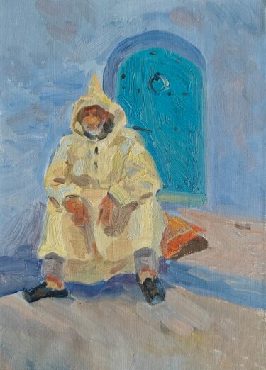 Painting titled "Old Berber" by Valentina Timchenko, Original Artwork, Oil Mounted on Wood Stretcher frame