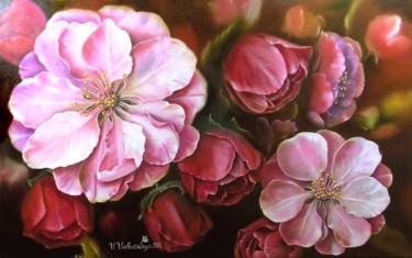 Картина под названием "Almond blossoms." - Valentina Valevskaya, Подлинное произведение искусства, Масло