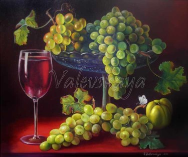 Картина под названием "Grapes in a still l…" - Valentina Valevskaya, Подлинное произведение искусства, Масло