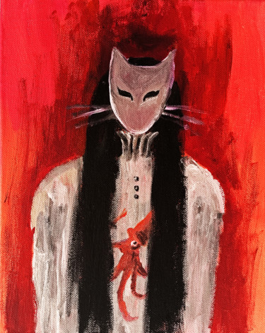 Pintura titulada "One of the Cats" por Valentina Ginevra Ceraso, Obra de arte original, Acrílico