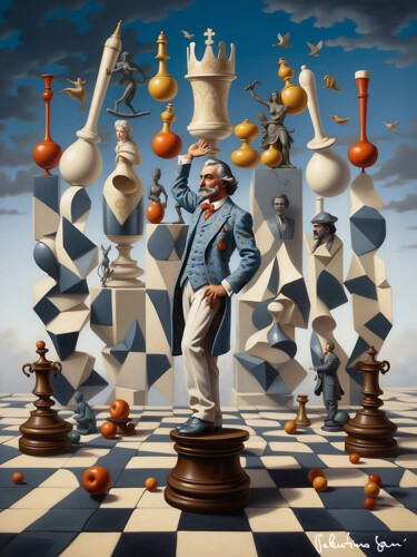 Arte digital titulada "The chess poet" por Valentino Sani, Obra de arte original, Imagen generada por IA