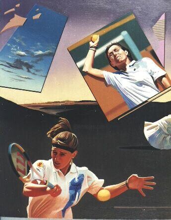 Pintura intitulada "Tennis-2" por Valeri Tsvetkov, Obras de arte originais, Óleo