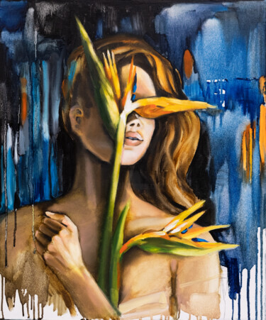 Картина под названием "INTUITION – blue or…" - Valeria Amirkhanyan, Подлинное произведение искусства, Масло
