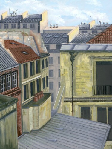Peinture intitulée "View from the window" par Valeria Koroleva, Œuvre d'art originale, Huile Monté sur Châssis en bois