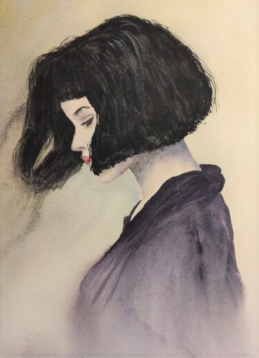 Painting titled "Amélie" by Valeria Menichini, Original Artwork, Watercolor