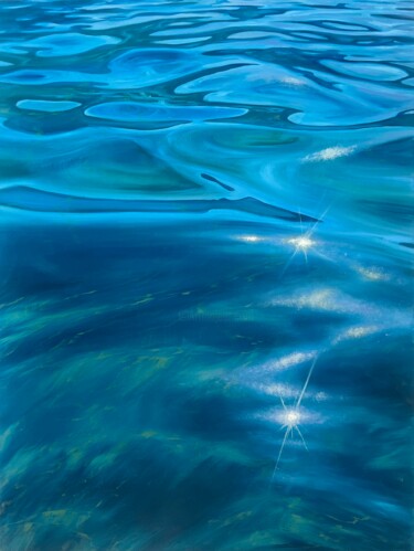 Ζωγραφική με τίτλο "Translucent seas" από Valeria Ocean, Αυθεντικά έργα τέχνης, Λάδι Τοποθετήθηκε στο Ξύλινο φορείο σκελετό