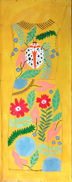 「Vestido Amarillo. U…」というタイトルの絵画 Valeria Cisによって, オリジナルのアートワーク, アクリル