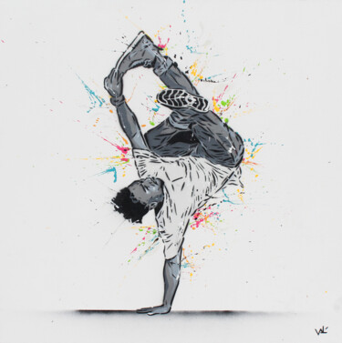 Painting titled "B-Boy" by Valérian (Valé Stencil), Original Artwork, Acrylic