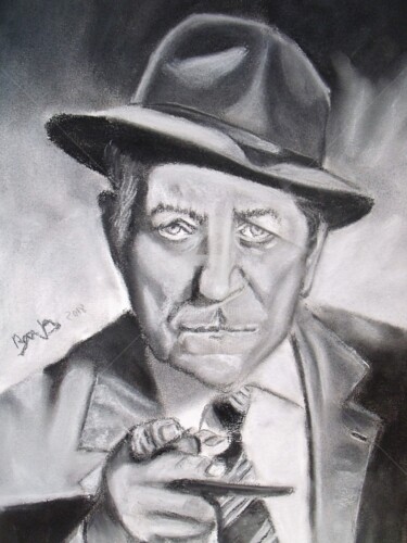 Peinture intitulée "Jean Gabin (Maigret)" par Valérie Barrett, Œuvre d'art originale, Pastel