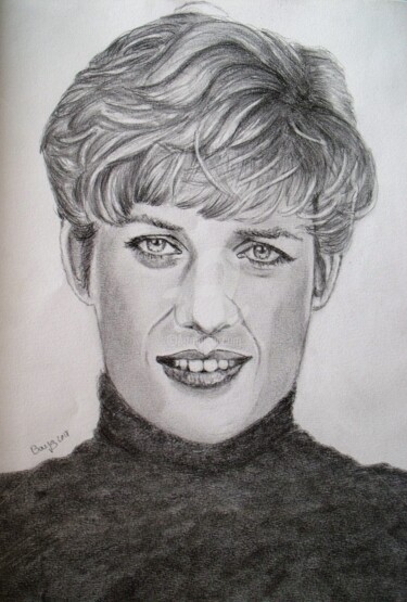 Zeichnungen mit dem Titel "Lady Diana" von Valérie Barrett, Original-Kunstwerk, Andere