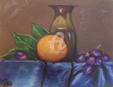 Peinture intitulée "Orange" par Valérie Barrett, Œuvre d'art originale, Pastel