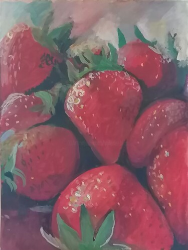 Dessin intitulée "Fraises" par Valérie Blum (Valery), Œuvre d'art originale, Aquarelle