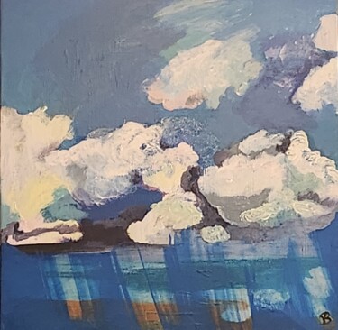 Painting titled "Nuages" by Valérie Blum (Valery), Original Artwork, Acrylic Mounted on Wood Stretcher frame