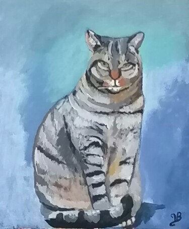 Peinture intitulée "Le chat tigré" par Valérie Blum (Valery), Œuvre d'art originale, Acrylique Monté sur Châssis en bois