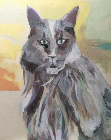 Pittura intitolato "Main Coon" da Valérie Blum (Valery), Opera d'arte originale, Acrilico