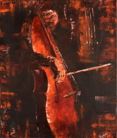 「Le violoncelle」というタイトルの絵画 Valérie Crochardによって, オリジナルのアートワーク, オイル