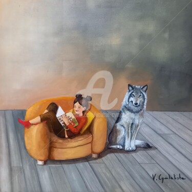 Painting titled "Le petit chaperon r…" by Valérie Cymbalista, Original Artwork, Oil
