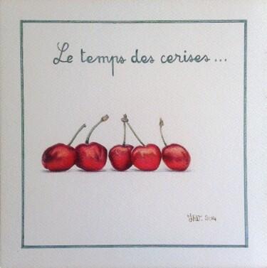 Rysunek zatytułowany „Le temps des cerise…” autorstwa Valérie Jouffroy Ricotta, Oryginalna praca, Długopis