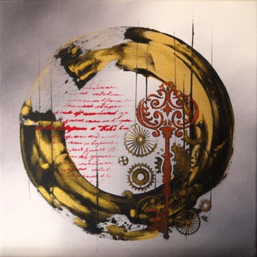 Malarstwo zatytułowany „Steampunk 3” autorstwa Valérie Lamarre, Oryginalna praca, Akryl Zamontowany na Drewniana rama noszy
