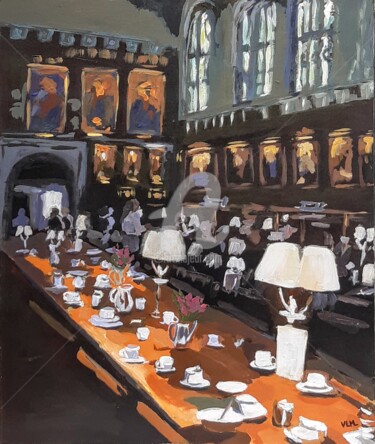 Malarstwo zatytułowany „Breakfast at Christ…” autorstwa Valérie Le Meur, Oryginalna praca, Akryl Zamontowany na Drewniana ra…