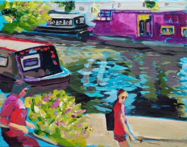 Ζωγραφική με τίτλο "On The Thames -3-" από Valérie Le Meur, Αυθεντικά έργα τέχνης, Ακρυλικό Τοποθετήθηκε στο Ξύλινο φορείο σ…