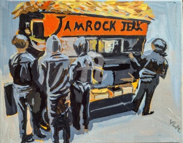 Pintura intitulada "New-York street food" por Valérie Le Meur, Obras de arte originais, Acrílico Montado em Armação em madei…