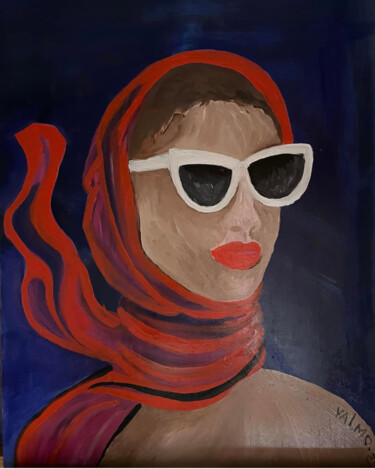 Peinture intitulée "FEMME GRÂCE KELLY" par Valérie Morin, Œuvre d'art originale, Huile