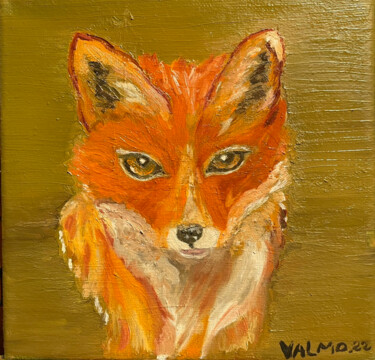 Pittura intitolato "RENARD" da Valérie Morin, Opera d'arte originale, Olio Montato su Telaio per barella in legno