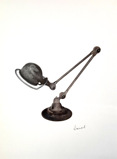 Dessin intitulée "Jielde lampe à 2 br…" par Valérie Perlein, Œuvre d'art originale, Acrylique