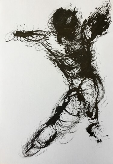 Drawing titled "Nu sans-titre" by Valérie Perlein, Original Artwork, Ink