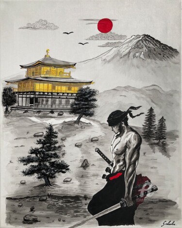 Ζωγραφική με τίτλο "JAPON : Le samouraï…" από Valérie Schuler, Αυθεντικά έργα τέχνης, Ακρυλικό