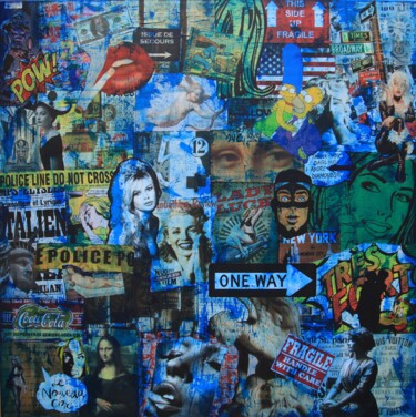 Collages titled "Pop in blue" by Valérie Weiland (VALpapers), Original Artwork