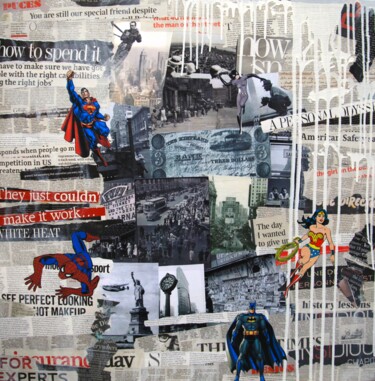Collages titulada "The day the heroes…" por Valérie Weiland (VALpapers), Obra de arte original