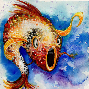 Peinture intitulée "Don't Play Koi With…" par Valerie Woelk, Œuvre d'art originale, Aquarelle