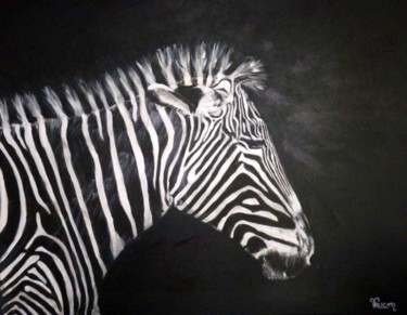 Painting titled "zebre" by Valérie Faucon, Original Artwork, Acrylic