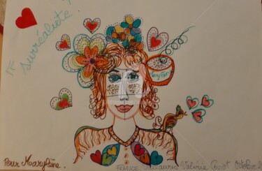 Drawing titled "Surréalisme." by Valerie Guiot, Original Artwork, Marker