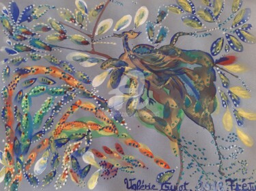 Painting titled "Bonne fête maman." by Valerie Guiot, Original Artwork, Gouache