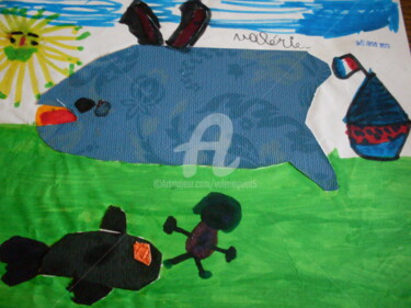 Peinture intitulée "La  baleine et son…" par Valerie Guiot, Œuvre d'art originale