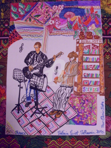 Tekening getiteld "JAZZ ' EN MOOD" door Valerie Guiot, Origineel Kunstwerk, Marker