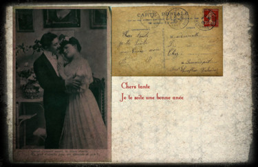 Цифровое искусство под названием "Carte de voeux 1908" - Valérie Rebourg, Подлинное произведение искусства, Фотомонтаж