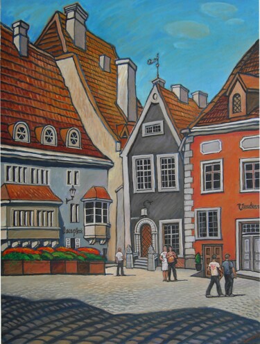 Painting titled "Tallinn.Raekoy Sgua…" by Valerii Oliinyk, Original Artwork, Acrylic