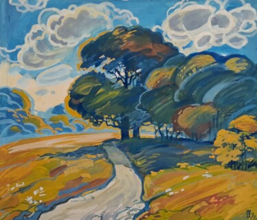 Peinture intitulée "Summer. Warm August." par Valerii Oliinyk, Œuvre d'art originale, Gouache