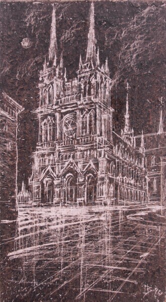 Dessin intitulée "Architectural sketc…" par Valerii Oliinyk, Œuvre d'art originale, Pastel Monté sur Carton