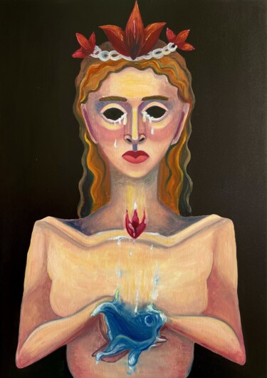 Painting titled "Tears of Death" by Valeriia Marchuk, Original Artwork, Oil