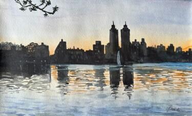 绘画 标题为“NYC sunrise” 由Valeriia Prasol, 原创艺术品, 水彩