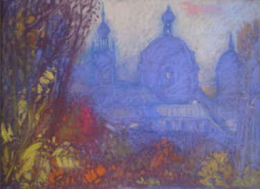 Painting titled "Львів. Ранок." by Valerij Gren Ko, Original Artwork, Pastel